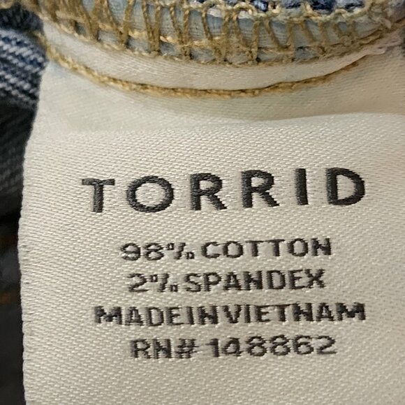 Torrid Light Wash Destructed Denim Trucker Jacket - Picture 6 of 7